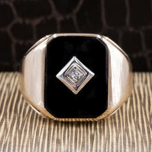 Gents Art Deco Revival Onyx Ring c1970
