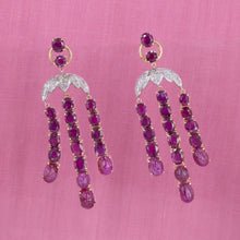 Ruby & Diamond Waterfall Chandelier Earrings
