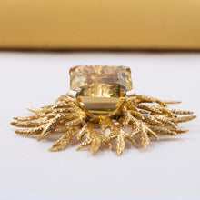 Vintage Citrine Sunburst Brooch Pendant