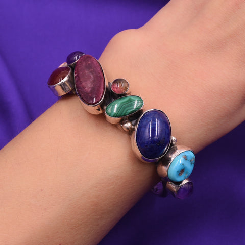 Multi-Gem Navajo Sterling Cuff