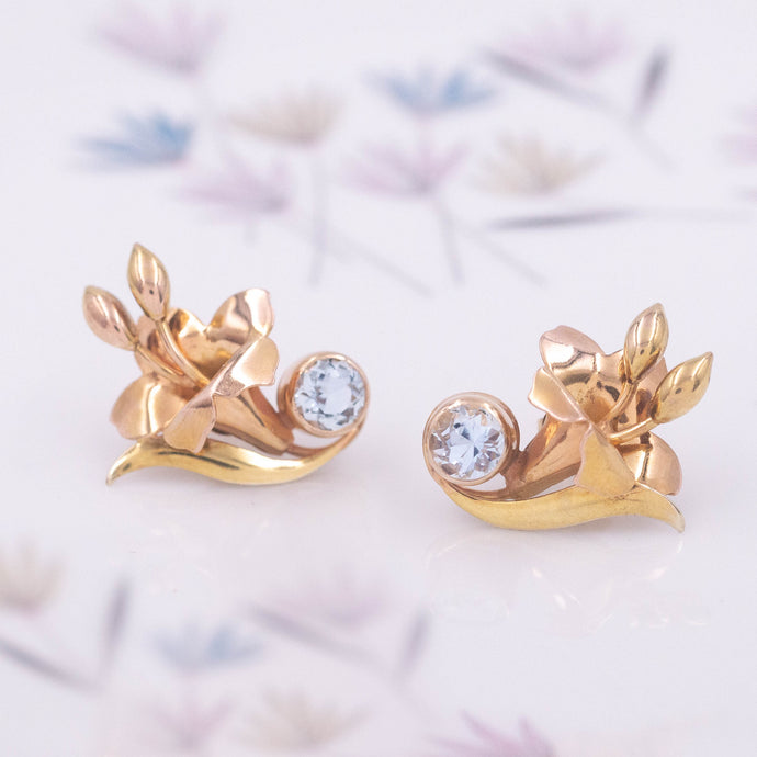 Aquamarine Lily Earrings c1940