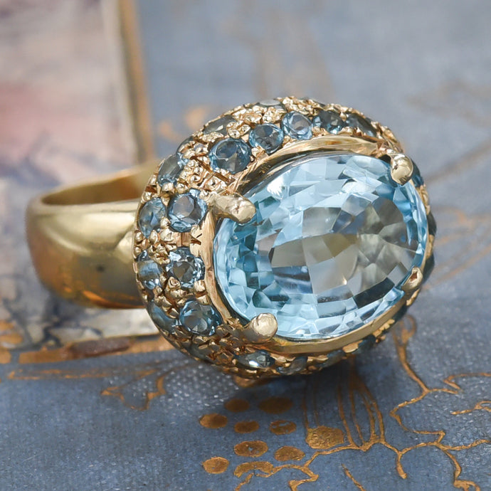 Blue Topaz Cocktail Ring c1960