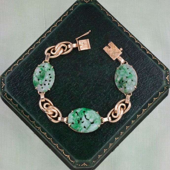 Infinity Love Knot Jadeite Bracelet c1950