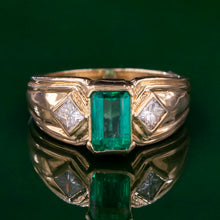 Emerald and Diamond Gold Ring c1980