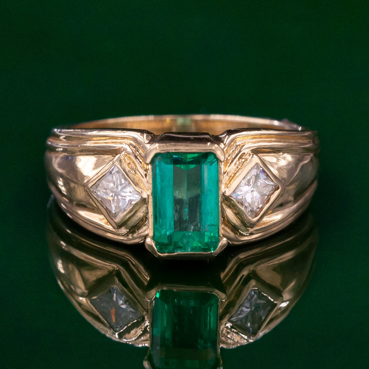 Emerald and Diamond Gold Ring c1980