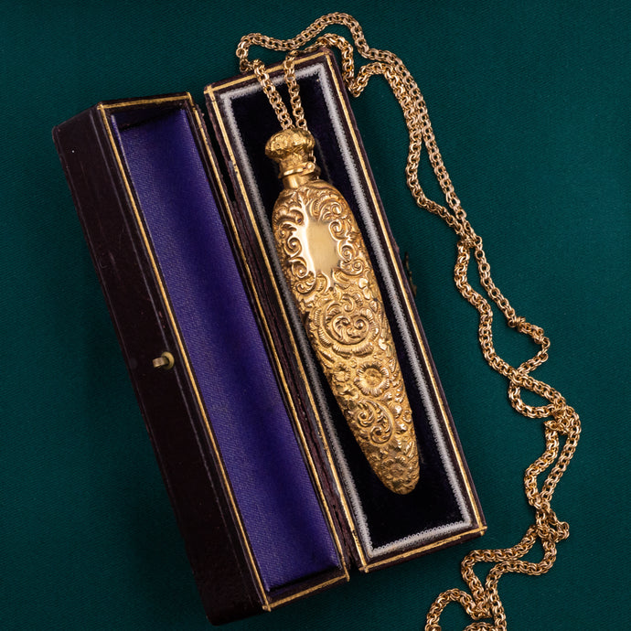 Gold Perfume Bottle Brooch c1860