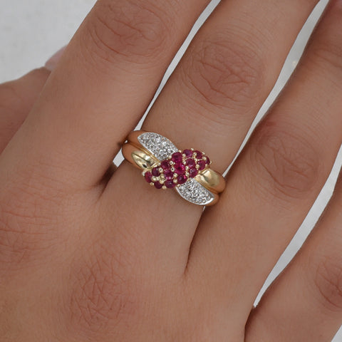 Ruby & Diamond Pavé Twist Ring c1980