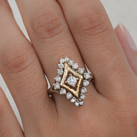 Diamond Rhombus Cocktail Ring c1950