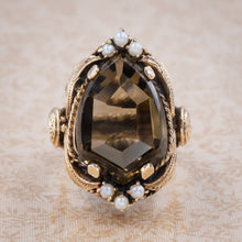 Shield-Cut Smoky Quartz Cocktail Ring c1960