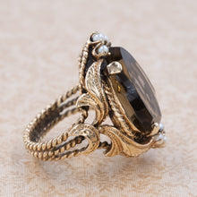 Shield-Cut Smoky Quartz Cocktail Ring c1960