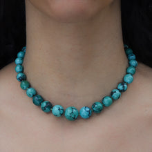 Midcentury Turquoise Bead Necklace with Diamond Clasp
