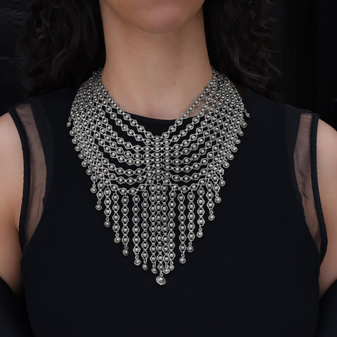 Rare Jeray Rice Reiner Silver Bib Necklace c1948