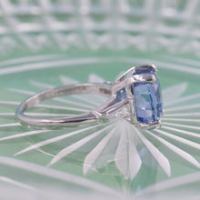 Cushion Cut Untreated Sapphire and Diamond Ring c1950