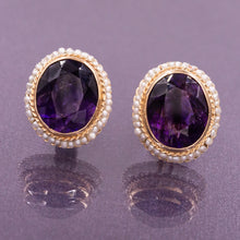 Antique Rutilated Amethyst & Pearl Earrings