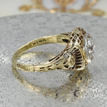 Antique Diamond Gold Filigree Ring c1930