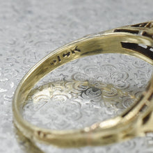 Antique Diamond Gold Filigree Ring c1930