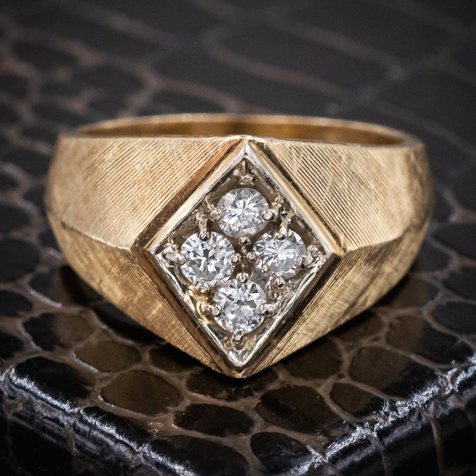 Diamond Ring with Florentine Finish c1980