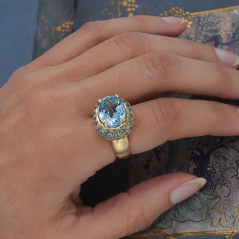 Blue Topaz Cocktail Ring c1960