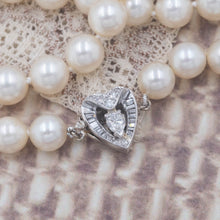 Pearl Choker with Diamond Heart Clasp c. 1950s