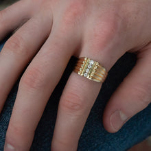 Gent's Wide Gold Ring with Diamond Channel c1980