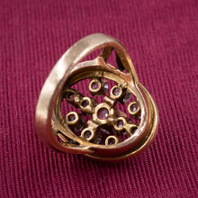 Antique Diamond Cocktail Ring with Pearl Halo