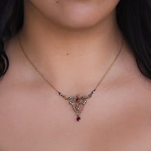 Ruby & Natural Pearl Lavaliere Necklace c1890