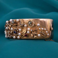 Victorian Multi-Gem Charm & Pearl Bangle