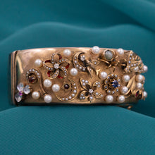 Victorian Multi-Gem Charm & Pearl Bangle
