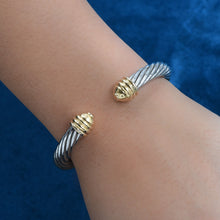 Sterling & 14k Hinged Cable Bracelet