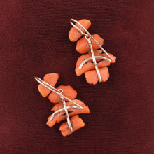 Carved Coral Gargoyle Earrings c1880