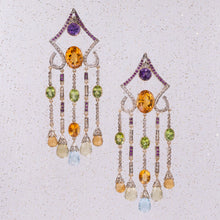 Diamond & Gemstone Chandelier Earrings c1980