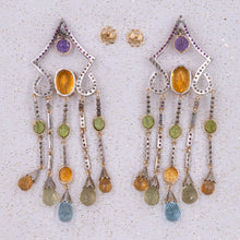 Diamond & Gemstone Chandelier Earrings c1980