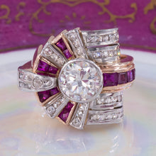 Retro Diamond and Ruby Cocktail Ring