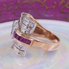 Retro Diamond and Ruby Cocktail Ring
