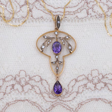 Amethyst & Seed Pearl Lavaliere Necklace c. 1900s