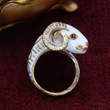 Aries Ram's Head Enamel Ring