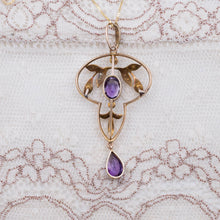 Amethyst & Seed Pearl Lavaliere Necklace c. 1900s