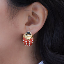 Coral Ladybug Earrings c1980