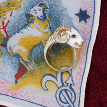 Aries Ram's Head Enamel Ring