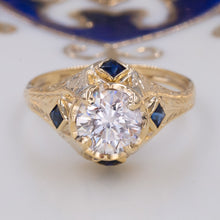 Art Deco 1.10 Carat Diamonds Solitaire with Sapphire Accents c1930