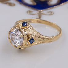Art Deco 1.10 Carat Diamonds Solitaire with Sapphire Accents c1930