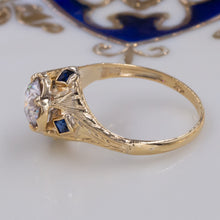 Art Deco 1.10 Carat Diamonds Solitaire with Sapphire Accents c1930