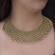 Gold-Washed Sterling Mesh Bib Necklace c1930