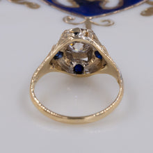 Art Deco 1.10 Carat Diamonds Solitaire with Sapphire Accents c1930