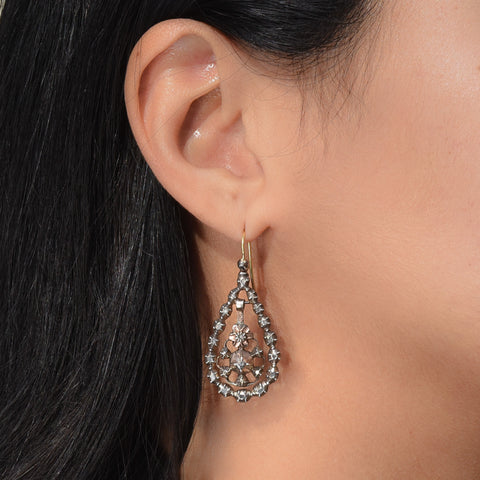 Georgian Revival Diamond Earrings c1880