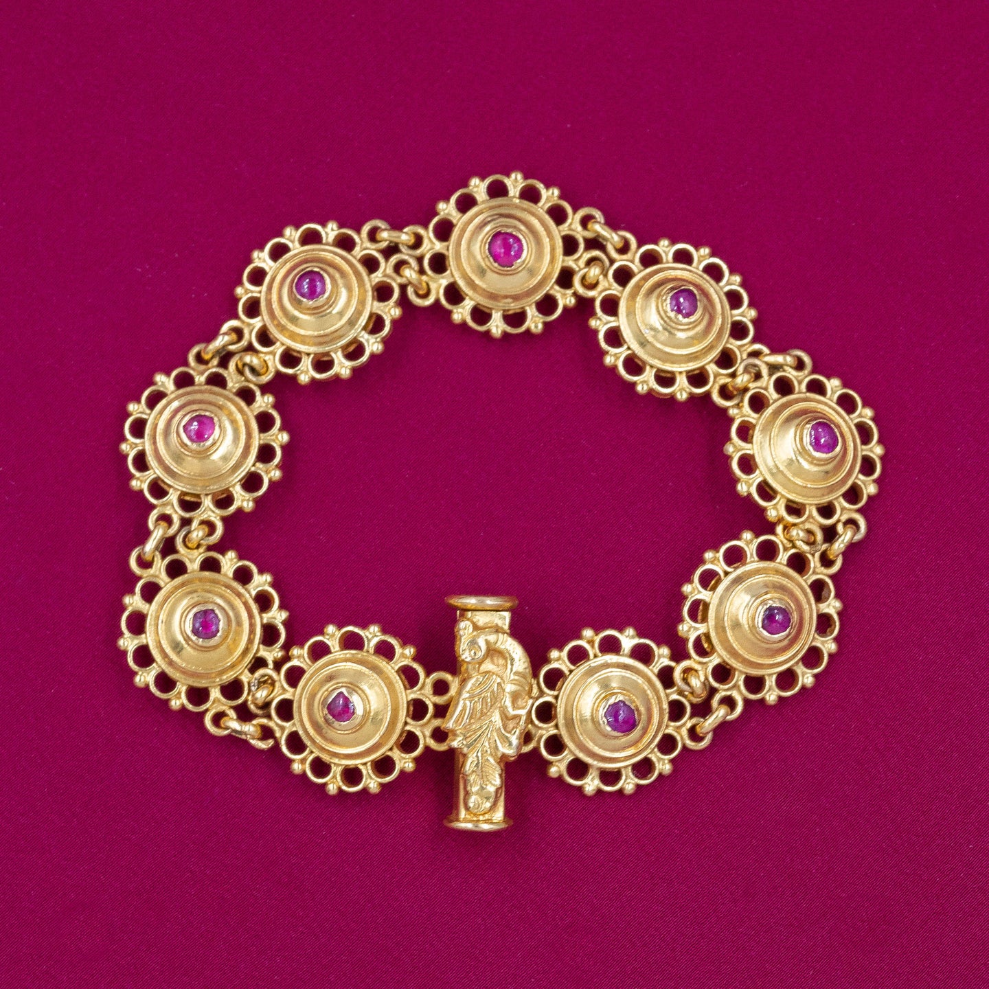 22k Ruby Bracelet with Peacock Clasp