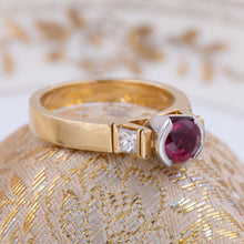 Natural Red Spinel and Diamond Ring c1980