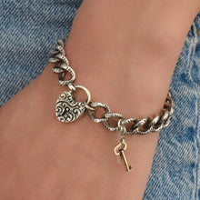 Victorian Heart Padlock Sterling Bracelet