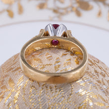 Natural Red Spinel and Diamond Ring c1980