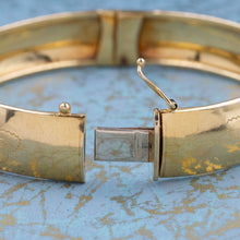 Gold Bangle with Etched Plume Pattern